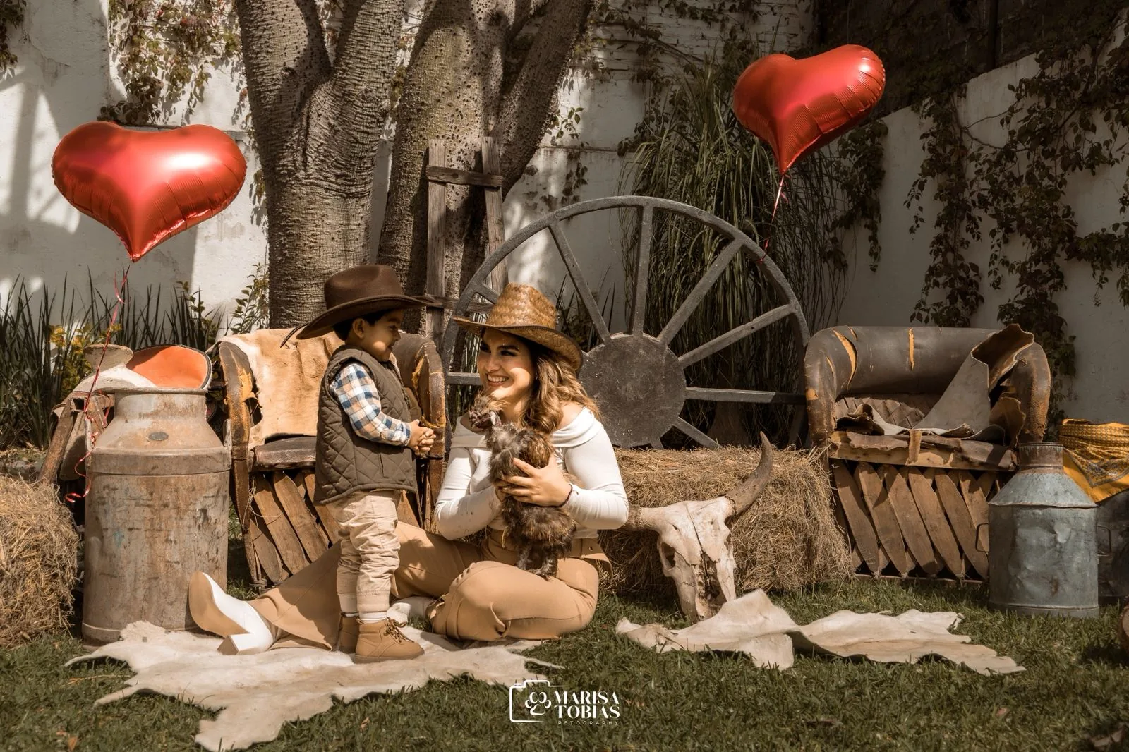 Familia en experiencia de granja